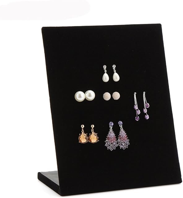 Jecxep Earring Rack Velvet 30 Pair Earrings Display Showcase Jewelry Holder Organizer Stand (Black)