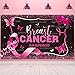 Breast Cancer Awareness Backdrop Decorations Banner, Pink Ribbon Hope Party Survivor Party for Photography Background Pink Ribbon Walk Charity Theme Party Supplies, 43.31 x 72.83 Inch