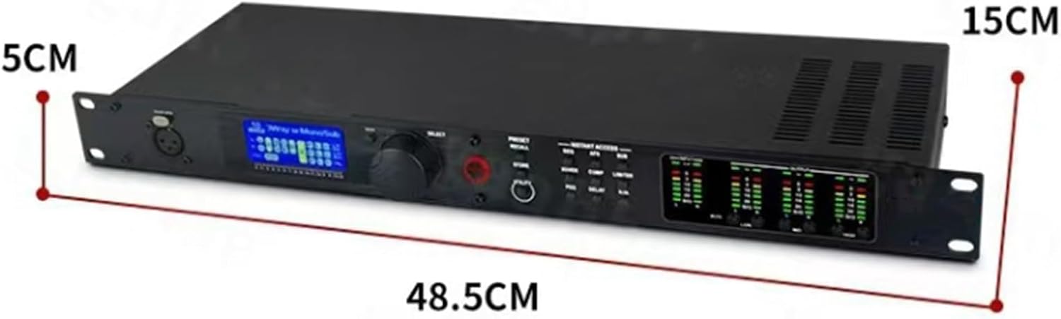 2 in 6 Out Professional Digital Audio Processor, Power Amplifier and Effector, with LED Backlit Display, Built-in Speaker Frequency Division, Can Set Via a PC, for DJ Studio, Live Performance