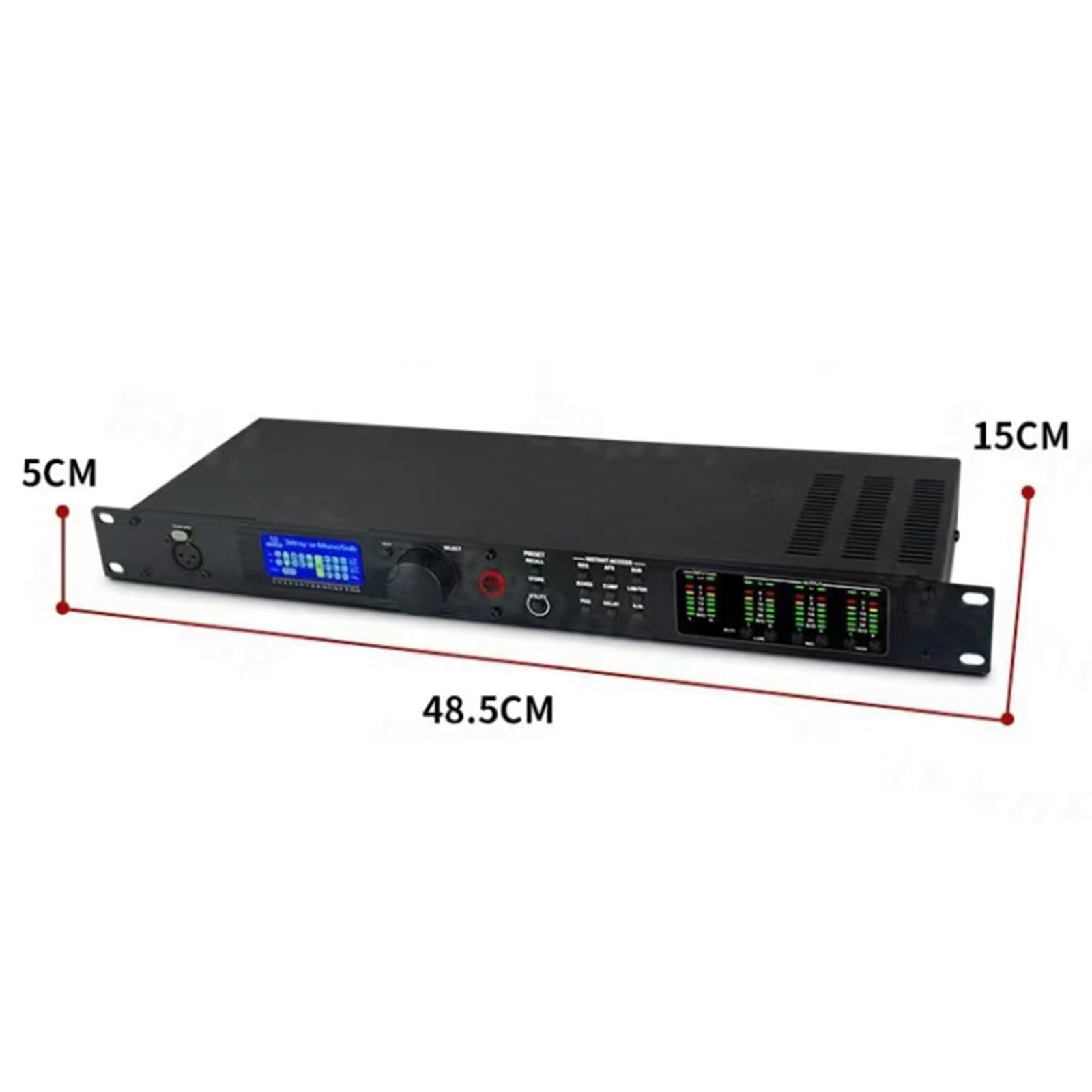 Procesador de audio digital profesional, amplificador de potencia y efector con pantalla LED retroiluminada y altavoz integrado para estudio de DJ y actuaciones en vivo