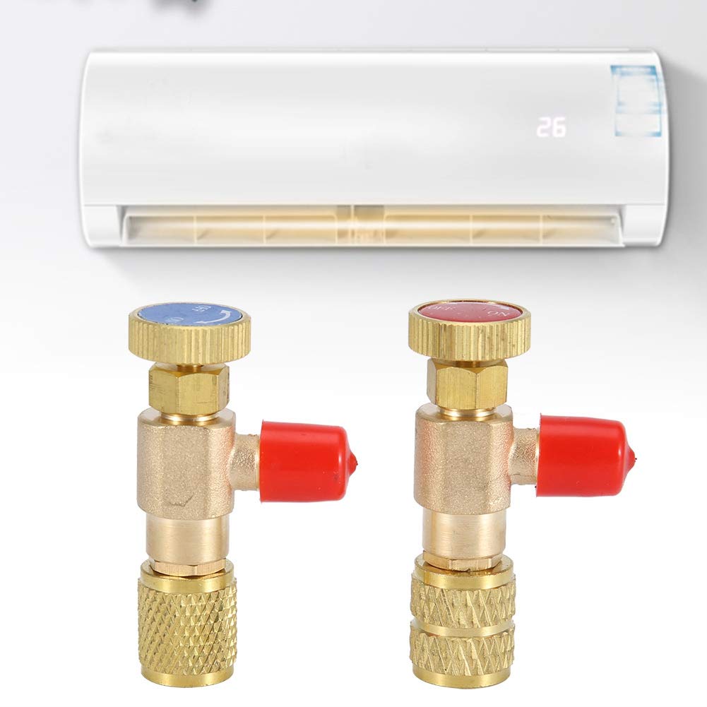 Zawór bezpieczeństwa cieczy, 2 sztuki, miedziany zawór bezpieczeństwa do klimatyzacji R410A R22, czynnik chłodniczy 1/4", adapter bezpieczeństwa do czynnika chłodniczego, akcesoria, zawór napełniający