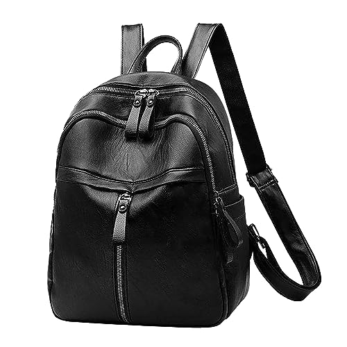 ACemt Mochilas para mujer baratas mochila mujer cremallera bolsa ocio al aire libre mochila de viaje moda doble hombro mochila escolar bicicleta mochilas hombres impermeable (negro, talla única),