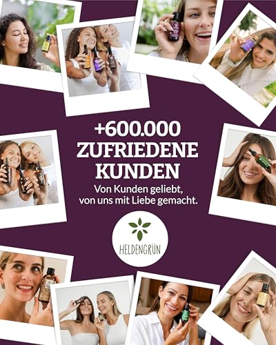 Heldengrün® Kissenspray zum Einschlafen 'Ruhezeit' [ECHTE BIO-ÖLE] Dermatologisch getestet - Kopfkissenspray mit Bio-Lavendel & Zirbe - Schlafwohl Kissenpray