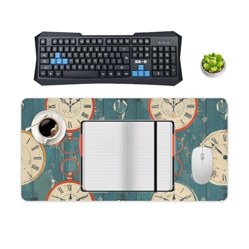 Desk Pad Protector 24x12 Inch Extended Retro Clock Pattern miniatura 4