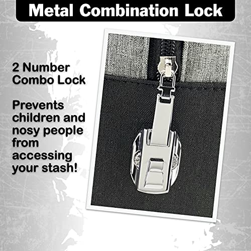 Generic Smoking Turtle: 100 Smell Proof Backpack with Combo Lock, Weather Resistant (Grey & Black),Large4