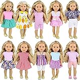 ZITA ELEMENT 10 Sets Clothes for American 18 Inch Girl Doll - Handmade Fashion Oufits, Daily Party Dress Fits 16 Inch - 18 Inch Girl Dolls Accessories