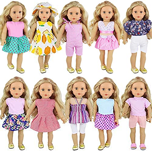 ZITA ELEMENT 10 Sets American 18 Inch Girl Doll Clothes Dress and Accessories Oufits Fits 16 Inch - 18 Inch Doll Clothes Accessories
