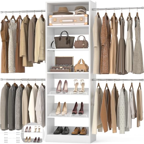 Unikito Closet System with Extendable Rods and Shelves