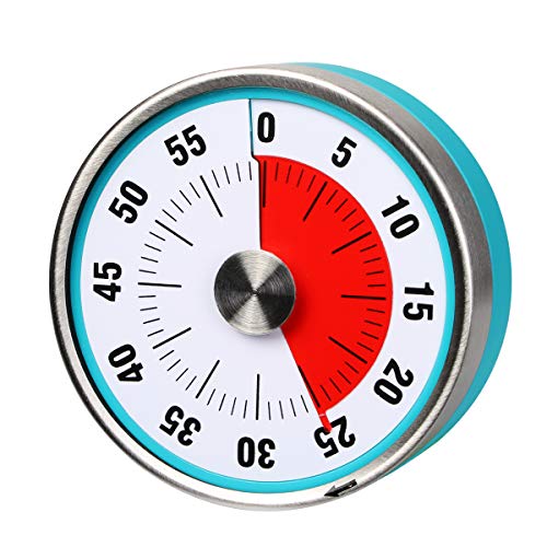 AIMILAR - Temporizador mecánico magnético de cocina con temporizador de cuenta atrás visual de 60 minutos con alarma fuerte para niños y adultos horneado, barbacoa, al vapor azul