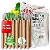 Bamboo Interdental Brushes, Natural Go Betweens - Pack of 16, Ultra Soft Wide Bristles for Gentle Gum and in Between Teeth Cleaning, with...