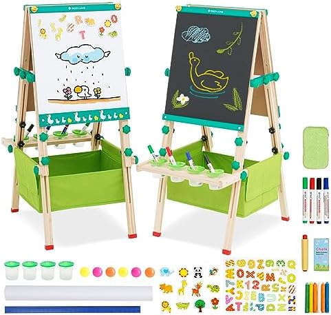 Chevalet 4 En 1 Pour Enfants – Tableau Blanc Magnétique & Craies – Coloris Vifs