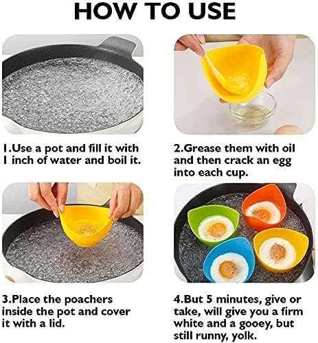 Miniatura 6 de Vasos para escalfar huevos, taza de molde para caldera de huevos, cazadores de huevos de silicona, tazas para escalfar huevos con soportes de