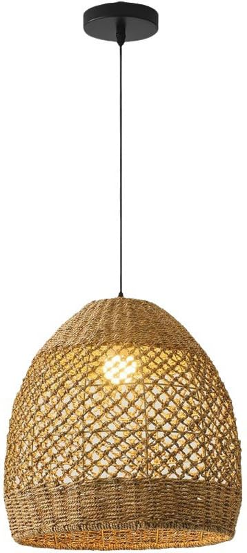 Lumière en osier main lustre îlot cuisine panier rotin suspension grand format
