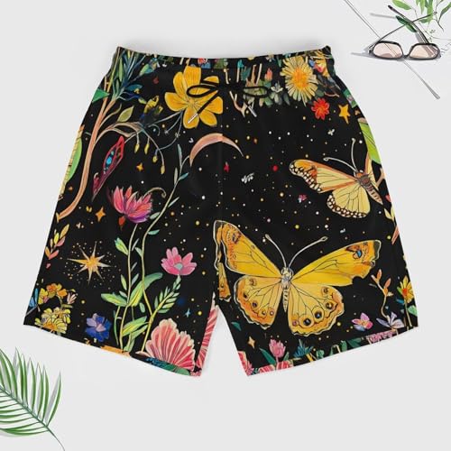 Y2k Butterfly Floral Daisy Beach Shorts for Men Swim Trunks Quick Dry Swim Shorts with Compression Liner Pocket3