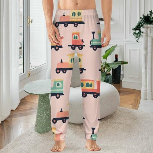 Colorful Locomotive Train Men's Pajama Bottoms Sleep Lounge Soft Comfy Pants Sleepwear2