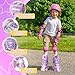 Nattork Kids Roller Skates for Girls, 4 Size Adjustable Rainbow Quad Skates with All Light Up Wheels - Best Birthday Gift for Outdoor Sports