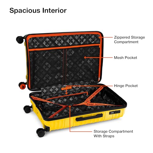 Image of Nasher Miles Mumbai Hard-Sided Polypropylene 8 Wheels Double Spinner Luggage Set of 2 Yellow Trolley Bags (65 & 75 cm), Medium & Large