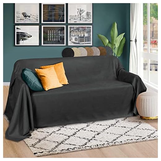 Beautissu Manta Romantica 210x280 cm en óptica de Piel de Ante en Antracita