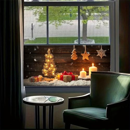 Vinilo para ventana con árbol navideño y decoración miniatura 2