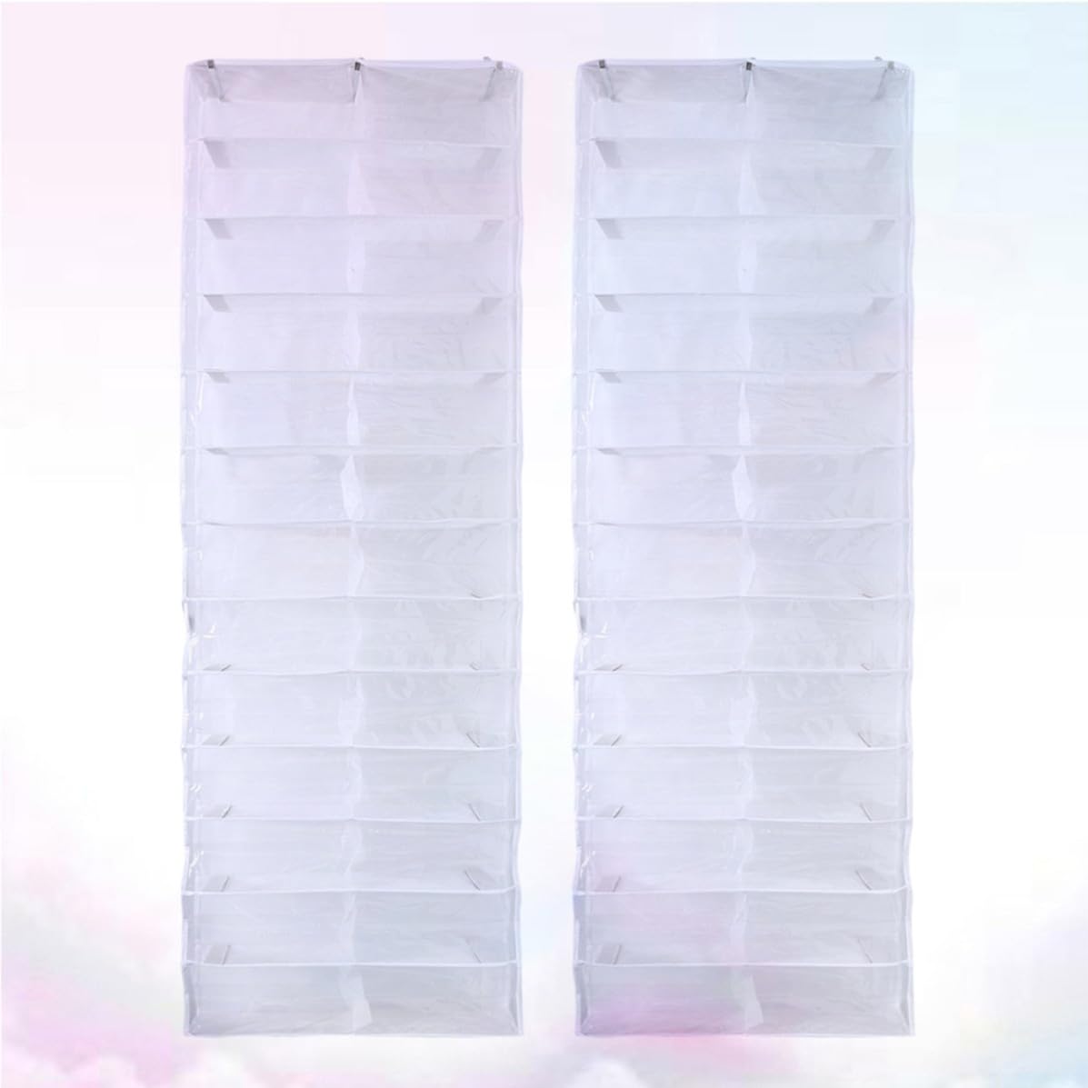 VALICLUD 2 Piezas Organizador de Zapatos, Bolsa Organizadora de Zapatos para Puerta, 26 Bolsillos, Blanco, Pvc, Tela No Tejida y Metal, Gancho, para Bufandas y Pequeños Objetos, Dormitorio