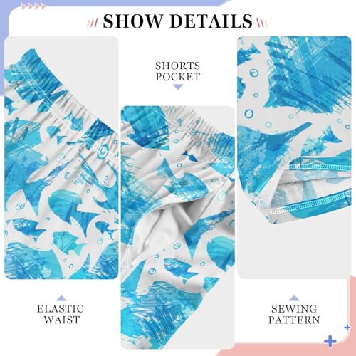 ZZXXB Watercolor Fish Boys Long Pants Soft Trousers Elastic Waist Kids Lounge Bottoms with Pockets S-XL4