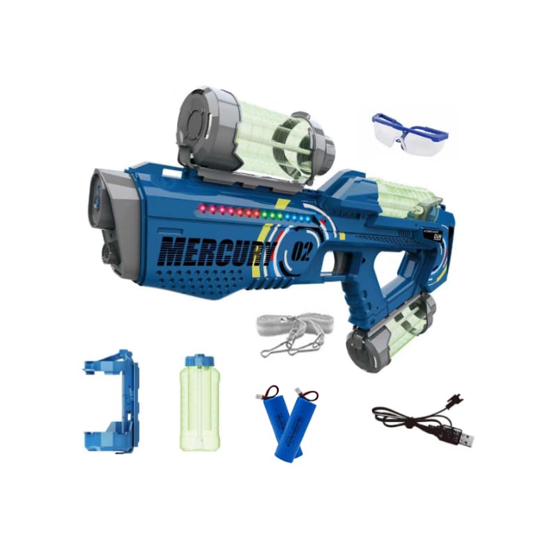 IGUGI Pistola de Agua Eléctrica,Juguetes de Pistola de Agua automática,Pistola de Aguas de Largo Alcance,Juguete de Verano con Luces,Efectos de Sonido y Gafas para Jugar en la Piscina o en la Playa