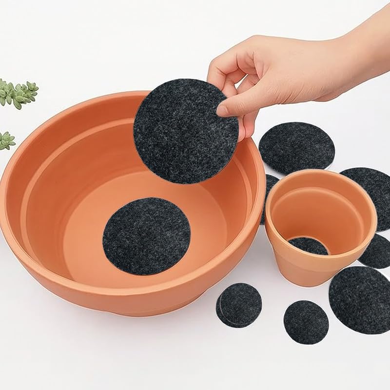 Flower Pot Drain Hole Pad (Pack of 25 Pads) 3 Inch Round Drainage Hole Screens Prevent Soil Loss I Must Have for Bonsai Pot, Succulent & Table Top Planters. Bottom Mat for Pots-Dark Grey Color-image-39