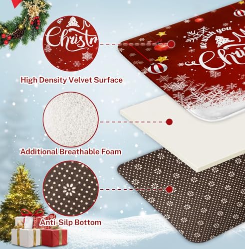 Tapis de bain Merry Christmas rouge lavable et antidérapant - 5
