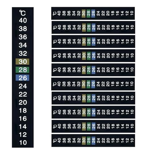 Raheem Aquarium Thermometer Aufkleber 10 Stück Selbstklebende Flüssigkristall Thermometer für Aquarien Pferdedecken und Haustierbecken (10-40C)
