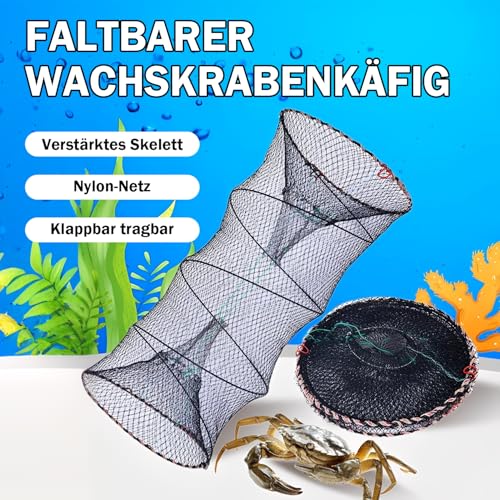 XEIYEI Fischfalle Köderfisch Krebs Fischreuse Set 2STK Fischernetz Fishing Köderfischreuse 30x60cm Reuse Hochwertige Fischreuse Krebsreuse zum Fangen von Aalen,Krabben,Hummer,Garnelen und Krabben
