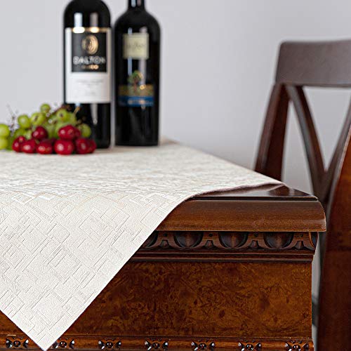 Luxury Table Protector Pad, 2 In 1 Table Pad + Great Looking Tablecloth - Heat Resistant, Spill & Stain Proof - Flannel Backing (54X90, Ivory - Square) #TOP4