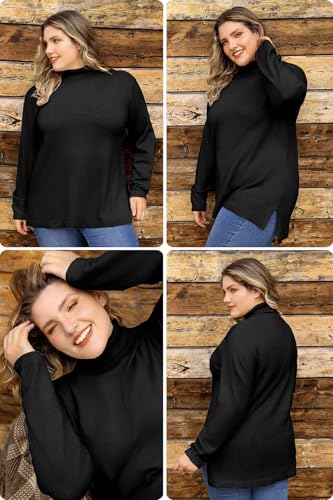 Image of TIYOMI Plus Size Sweater Tops for Women Turtleneck Warm Pullover XL-5XL