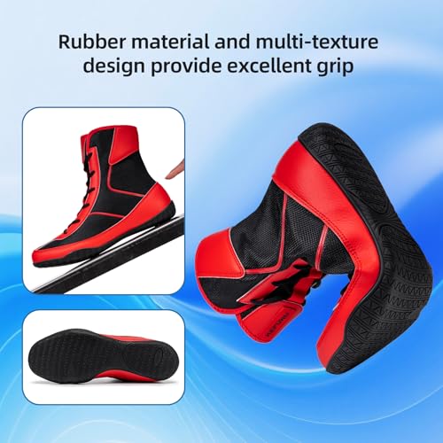 Image of Wrestling Boxing Boots Wide for Men Youth High Top Non-Slip | Comfortable Breathable Lightweight for Competition & Training