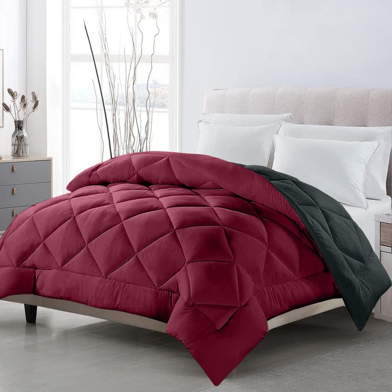 Microfiber Reversible Solid Extra Comfort & Soft Comforter||Blanket Double Bed 200 GSM Maroon - Grey 1 (Piece)-image-34