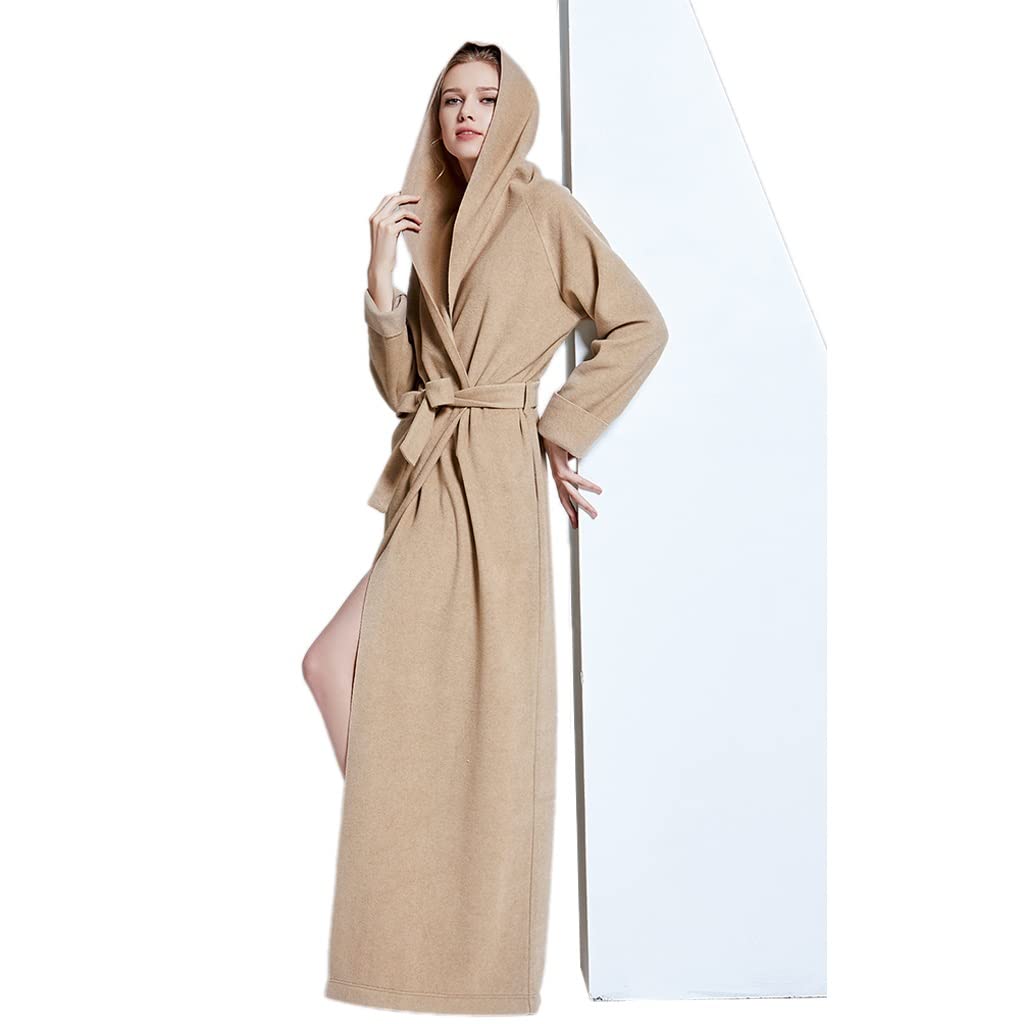 MTFBQ Accappatoi con Cappuccio per Uomo Peluche Caldo Accappatoio in Pile Lunghe Camicie da Notte per Le Donne più Il Formato Super Morbido Sexy Coppia Pigiama Comodo per La Primavera Inverno