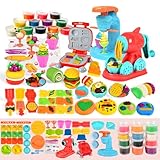 Picture of Aprilwolf 59 PCS 3 in 1 Dough Sets for Kids Ages 3-4-8, Art Crafts Dough Tools Kit, Ice Cream Playset Noodle Hamburger Maker Machine, Kitchen Creations Food Play Toys Toddlers Boys Girls