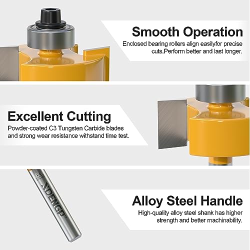 Image of Rabbet Router Bit Set 1 /4 Shank, Rabbeting Router Bits 1pcs with 6 Bearings for Interchangeable and Adjustable Multi Depths Cutter 1 /8 inch, 1 /4 inch, 5 /16 inch, 3 /8 inch, 7 /16 inch, 1 /2 inch
