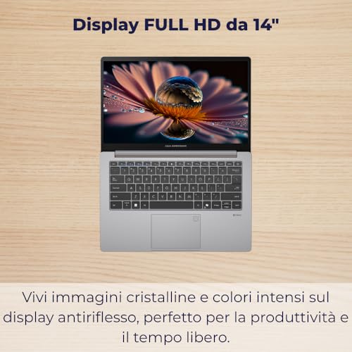 Expertbook P1 Pc Portatile, Notebook i5-13420H, 16GB RAM DDR5, 512GB SSD PCIex 4.0, Display 14" FHD, Computer Portatile, Laptop con Fingerprint, Thunderbolt, Layout Italiano - Pronto all'uso - Notebook - Immagine 2