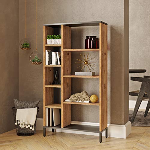 Yurupa Meuble de Rangement,Etagère de Livre,Étagère Bibliothèque,Bibliothèque Étagère de Rangement Design Salon Bureau,Style Moderne,RL3-AA Cover