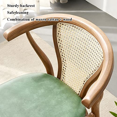 Rattan Accent Chair, Wicker Woven Midcentury Modern Dining Chair, Wooden High Back Patio Seat Chair, Natural Solid Wood Recliner Chair For Living Room, Bedroom, Patio ( Color : Walnut , Size : 46*43*7 #TOP4