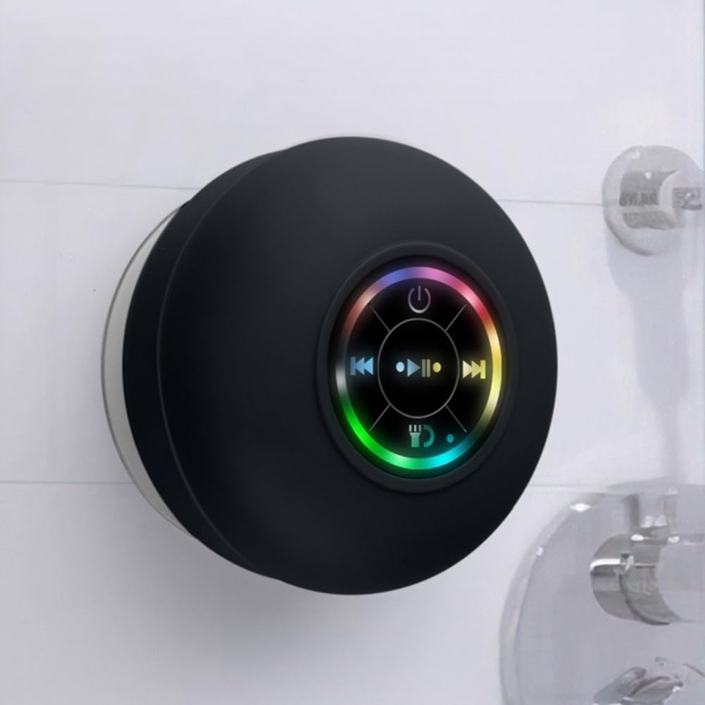 Portable Bluetooth Shower Speaker with RGB LED Light, Waterproof Wireless Speaker with Strong Suction Cup, HD Sound, Hands-Free Calling, Music Controls, Rechargeable Speaker for Bathroom Kitchen Pool Outdoor Travel-image-17