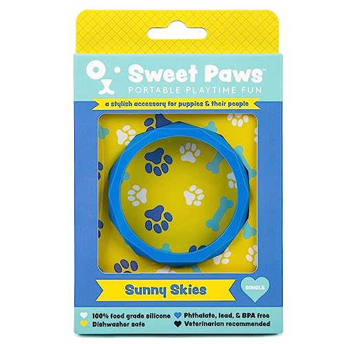 Sweet Paws Wearable Sunny Skies Silicone Puppy Teether Chew Toy, Small, Blue