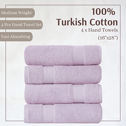 Textilom 100% Turkish Cotton 4 Pcs Hand Towel Set, Luxury Hand Towels For Bathroom, Soft & Absorbent Bathroom Hand Towels Set (16 X 28 Inches)- Lilac #TOP1