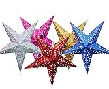 Patrón de estrella: diseño hueco con patrón de estrella, puedes utilizar algunas velas de té o luces de cadena (no incluidas) para iluminar la linterna de estrella, hermosa por la noche.