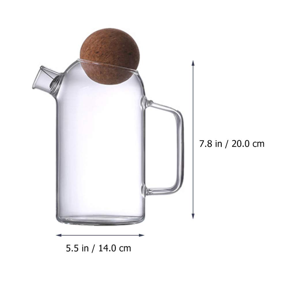 Hemoton Jarra de vidrio con corcho bola tapa de vidrio té jarra de agua jarra de vidrio té té hervidor helado jarra para uso doméstico (800 ml) transparente