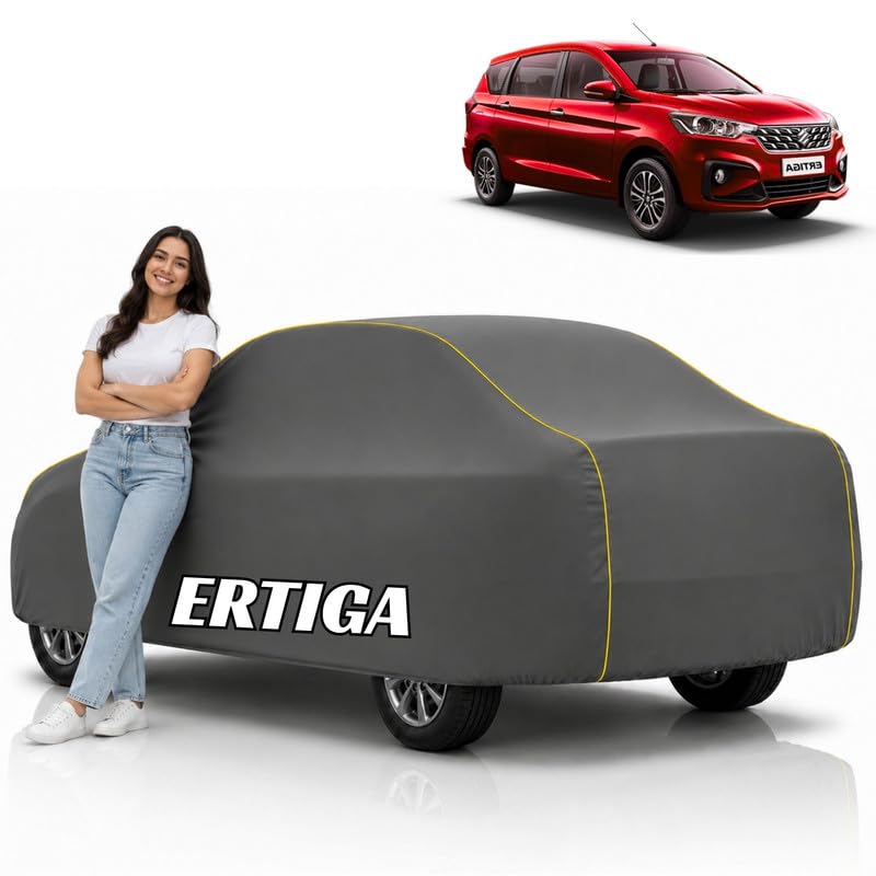 Image of Mind-Blowing 2026 100% Waterproof Ertiga Car Cover | Polyester Car Body Cover for Rain & Sun | UV Protection, Dustproof, Scratch Resistant, Windproof, Heat Resistant, Custom Fit (Grey)
