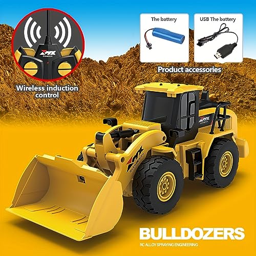 Image of Jack Royal Remote Control Bulldozer Rechargeable 6 Channel Full Functional Rc Truck Tractor 2.4G Toy Construction Truck with Lights & Sound