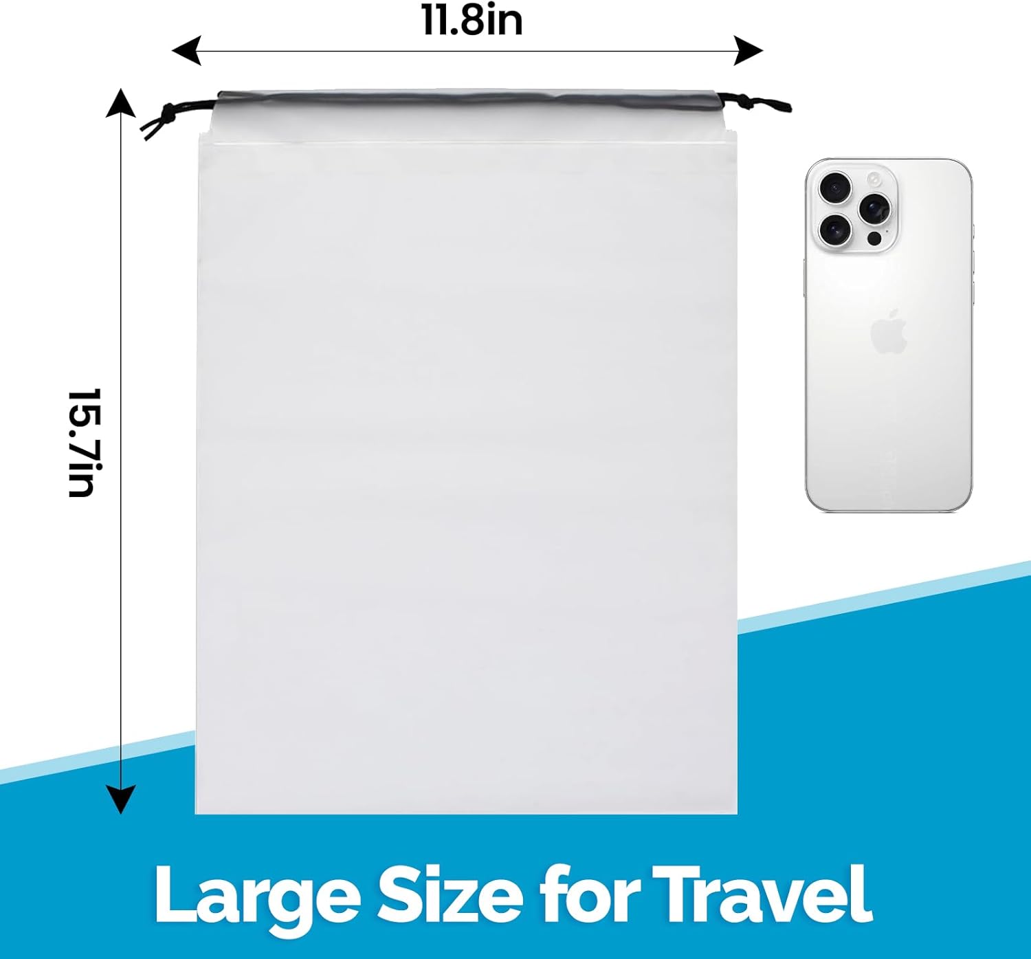 6 Pack Transparent Shoe Bags for Travel, Large Clear Drawstring Shoe Organizer Bags for Men & Women, PE Waterproof Dustproof Portable Shoe Storage Pouch for Luggage, Backpack, Gym - Image 2