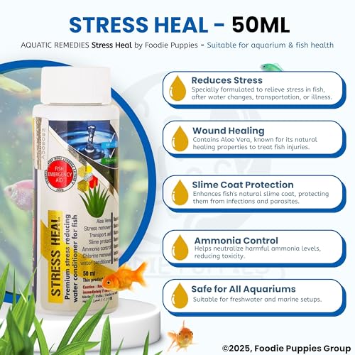 Image of Foodie Puppies Aquatic Remedies 2 in 1 Aquarium Medicine Combo - (Microlife + Stress Heal, 50ml Each) | Anti-Bacterial Effective Fish Skin Treatment for Fresh Water