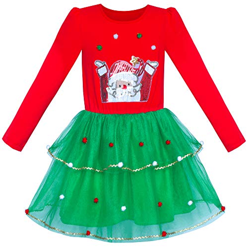 Sunny Fashion Girls Dress Long Sleeve Christmas Owl Sparkling Sequin Tulle